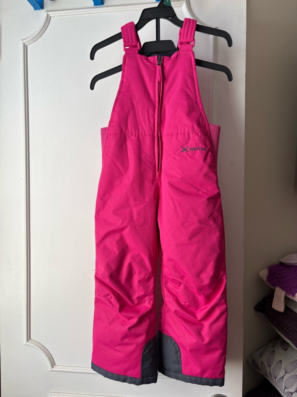 Arctix Hot Pink Kids Snow Bibs with Gray Logo